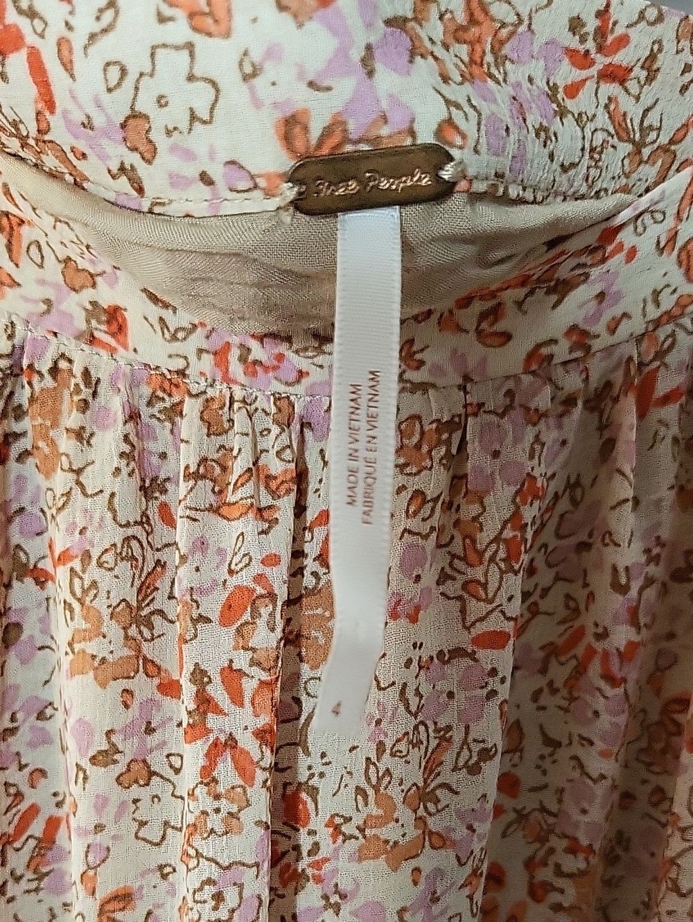 Free People Size 4 Zuma Drippy Boho Cottage Floral Tiered Midi Skirt in Pink - Picture 7 of 14